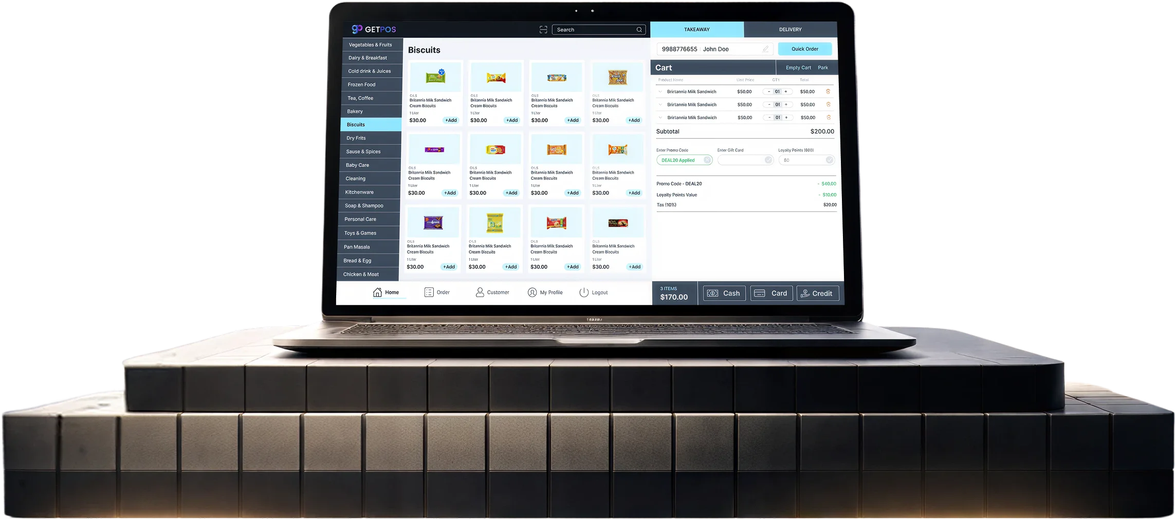 GETPOS dashboard on laptop